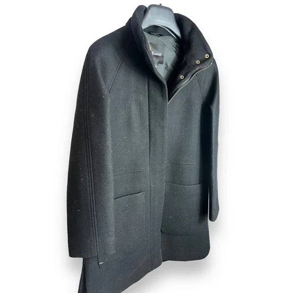 Madewell Estate Cocoon Coat in Insuluxe Fabric, Wool | Size Small, Black NEW - Picture 9 of 10
